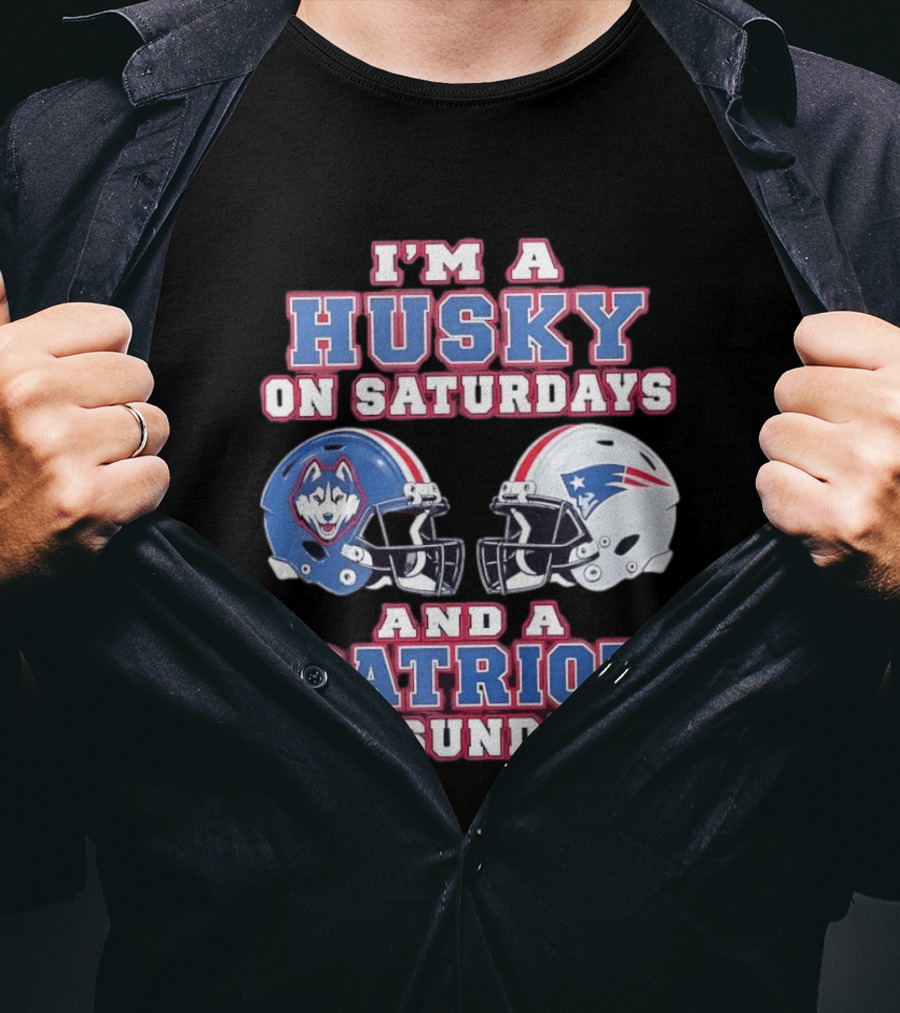 I'm A Husky On Saturdays And A Patriot On Sundays Football Helmets T-Shirt