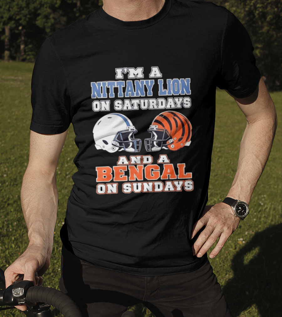 Nittany Lion On Saturdays Bengal On Sundays Football Fan Helmets T-Shirt