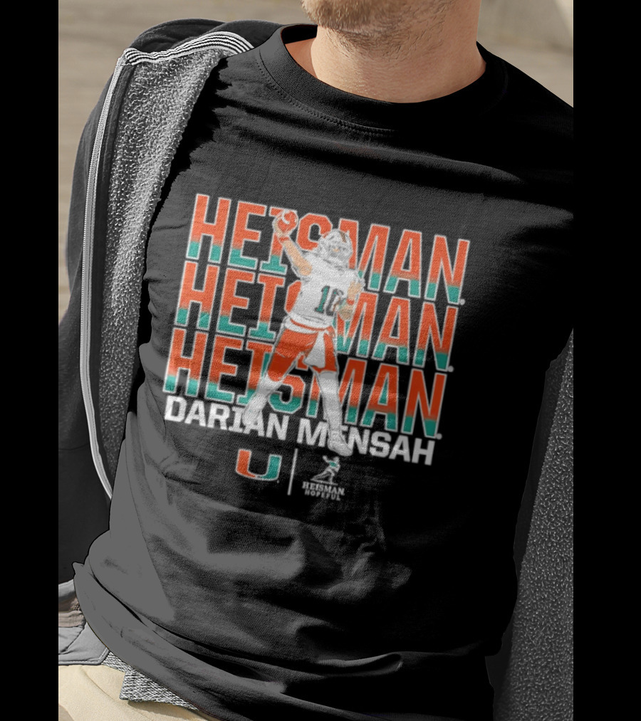 Miami Hurricanes Darian Mensah Heisman Hopeful Football Pose T-Shirt