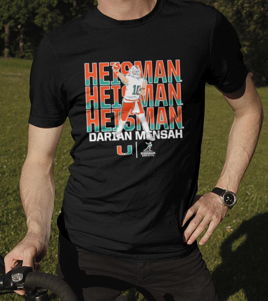Miami Hurricanes Darian Mensah Heisman Hopeful Football Pose T-Shirt