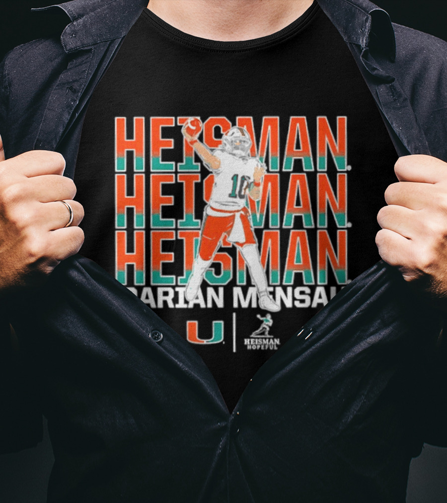 Miami Hurricanes Darian Mensah Heisman Hopeful Football Pose T-Shirt