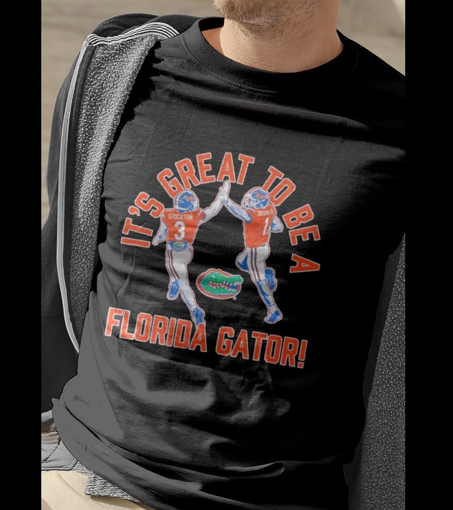 Florida Gators Football It's Great To Be A Gator Vernell Brown III Bailey Stockton High Five T-Shirt