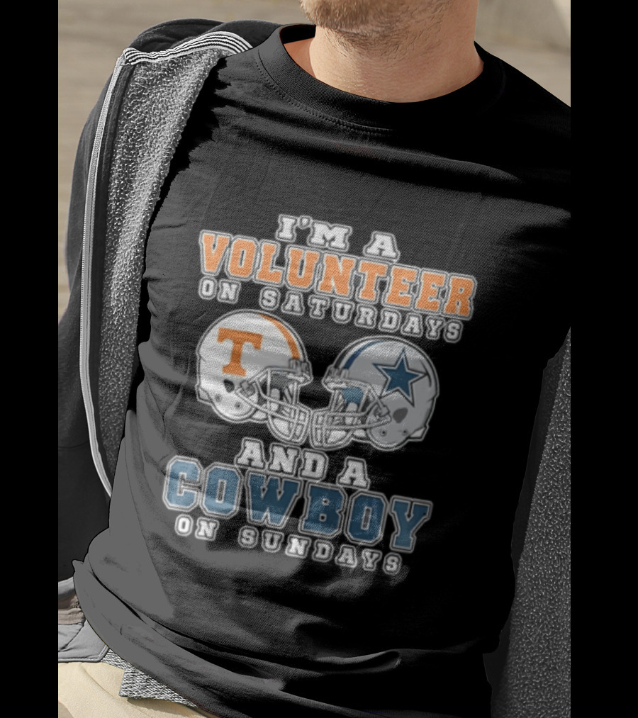 Volunteer On Saturdays Cowboy On Sundays Tennessee Dallas Football Helmets T-Shirt