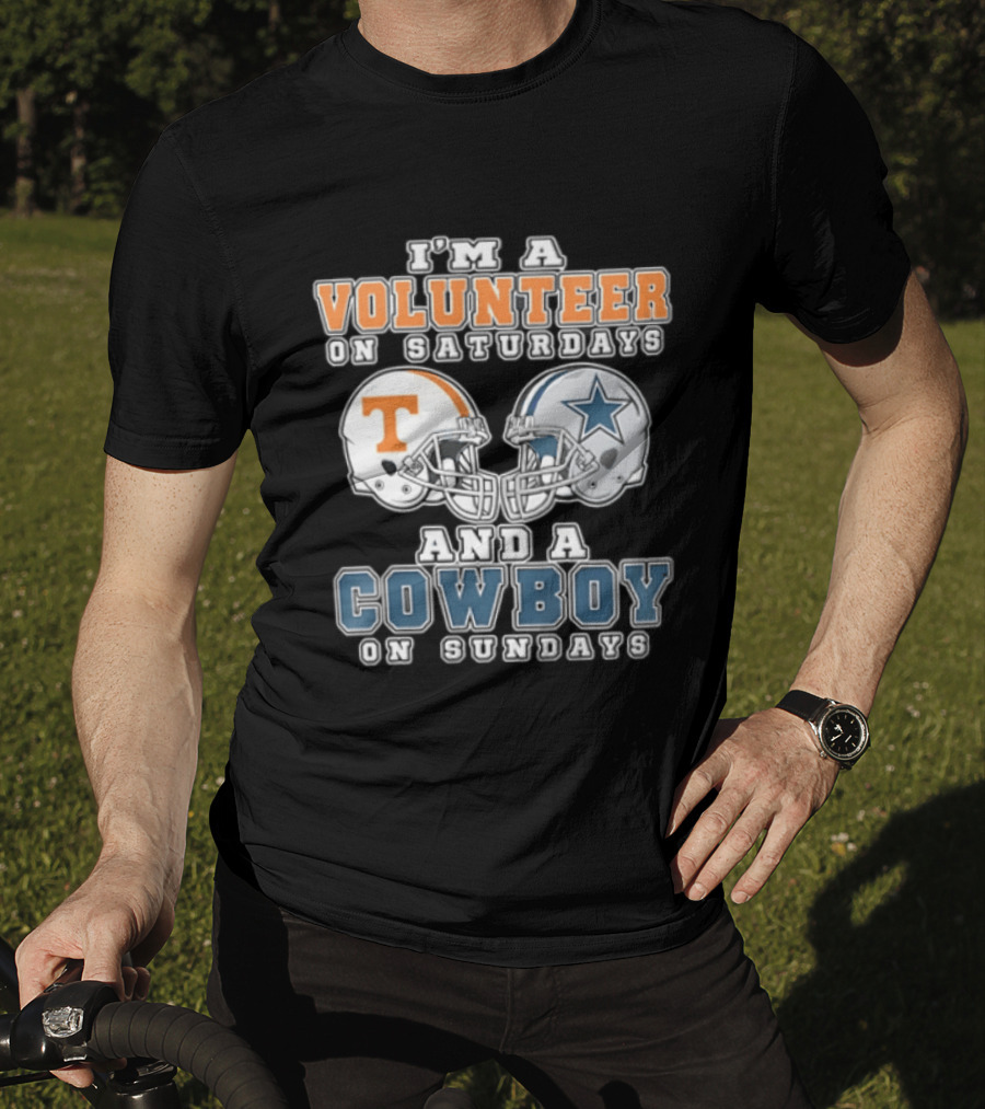 Volunteer On Saturdays Cowboy On Sundays Tennessee Dallas Football Helmets T-Shirt