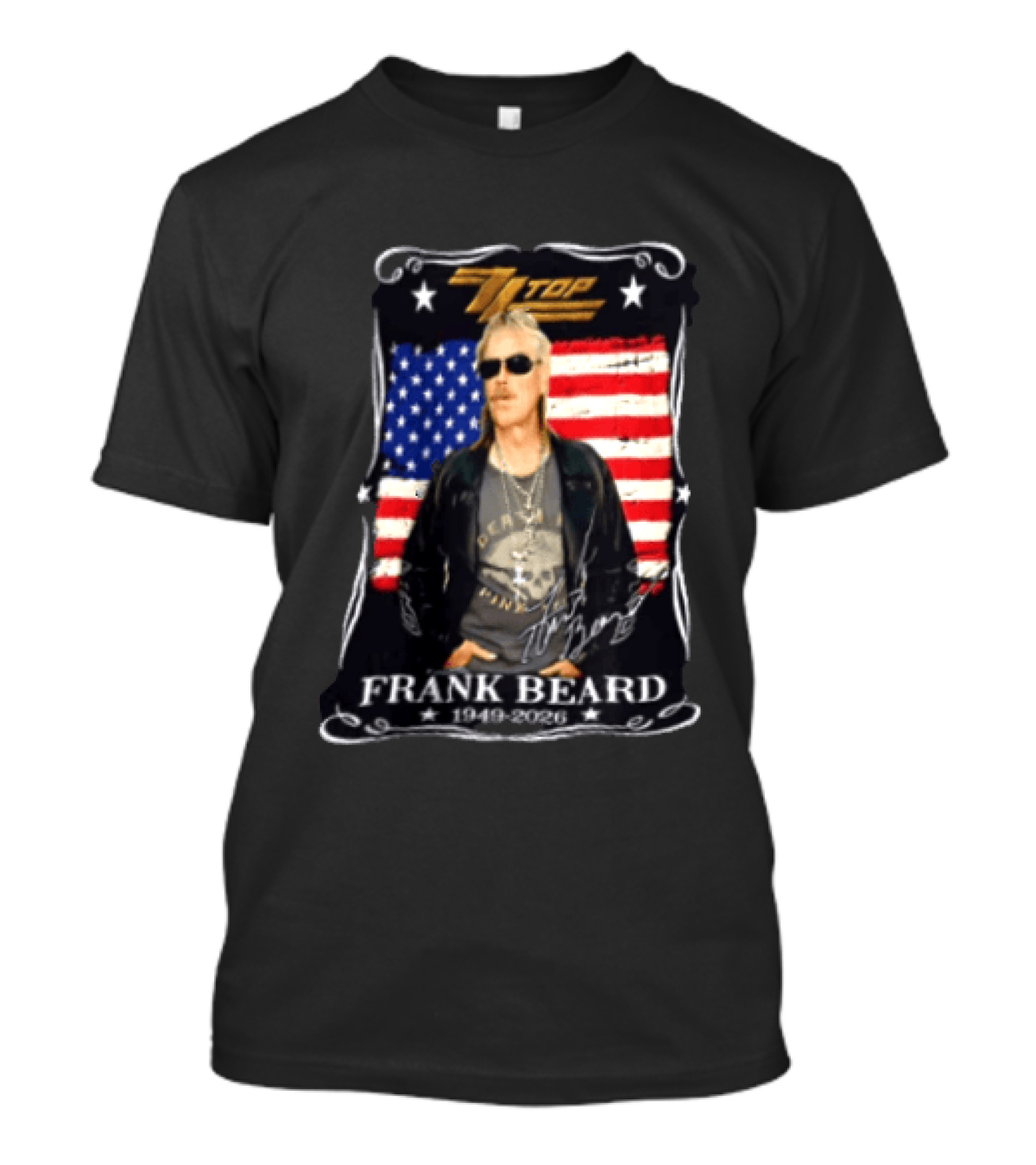ZZ Top Frank Beard 1949 2026 American Flag Memorial T-Shirt