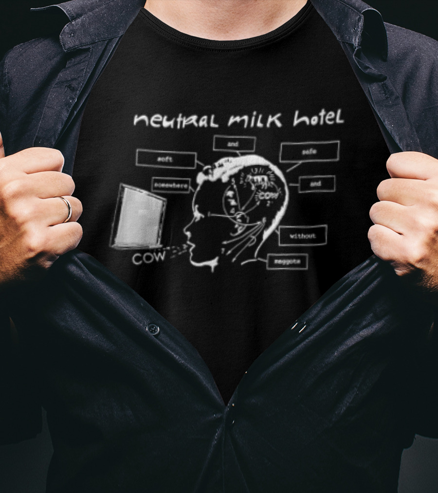 Neutral Milk Hotel Cow Head Diagram Line Soft And Safe Confirmed Concepts Maggots T-Shirt