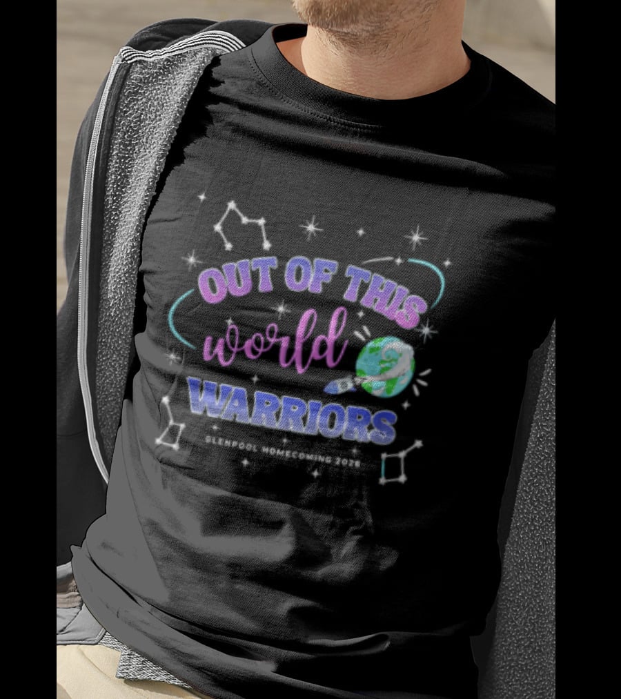 Out Of This World Warriors Glenpool Homecoming 2026 Cartoon Earth Rocket Constellations T-Shirt