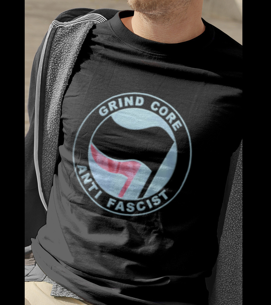 Grind Core Anti Fascist Antifa Red Black Flags T-Shirt