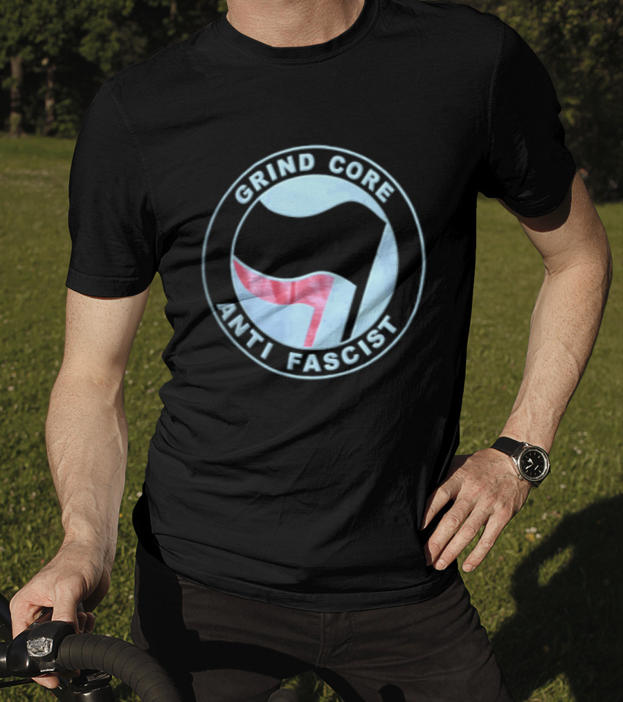 Grind Core Anti Fascist Antifa Red Black Flags T-Shirt