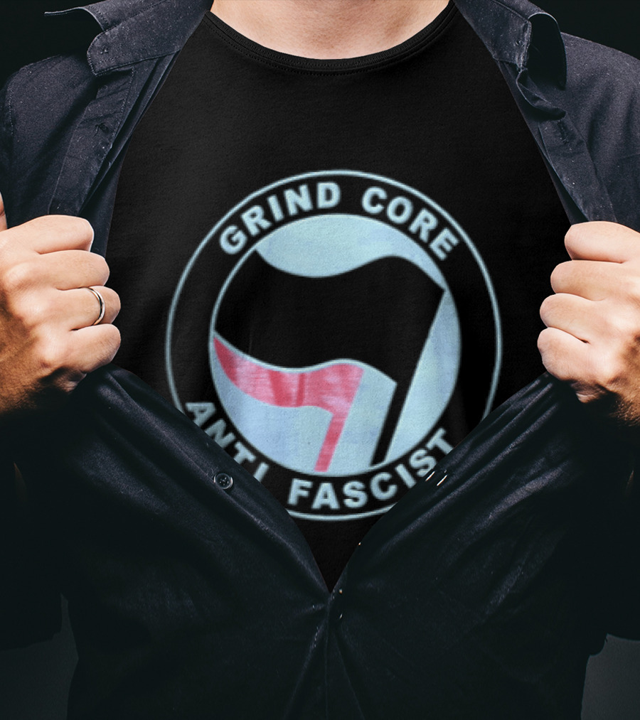 Grind Core Anti Fascist Antifa Red Black Flags T-Shirt