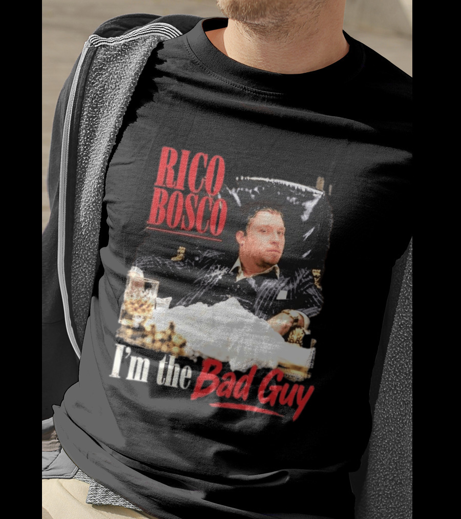 Rico Bosco I'm The Bad Guy Black Suit Reclining Chair Whiskey T-Shirt
