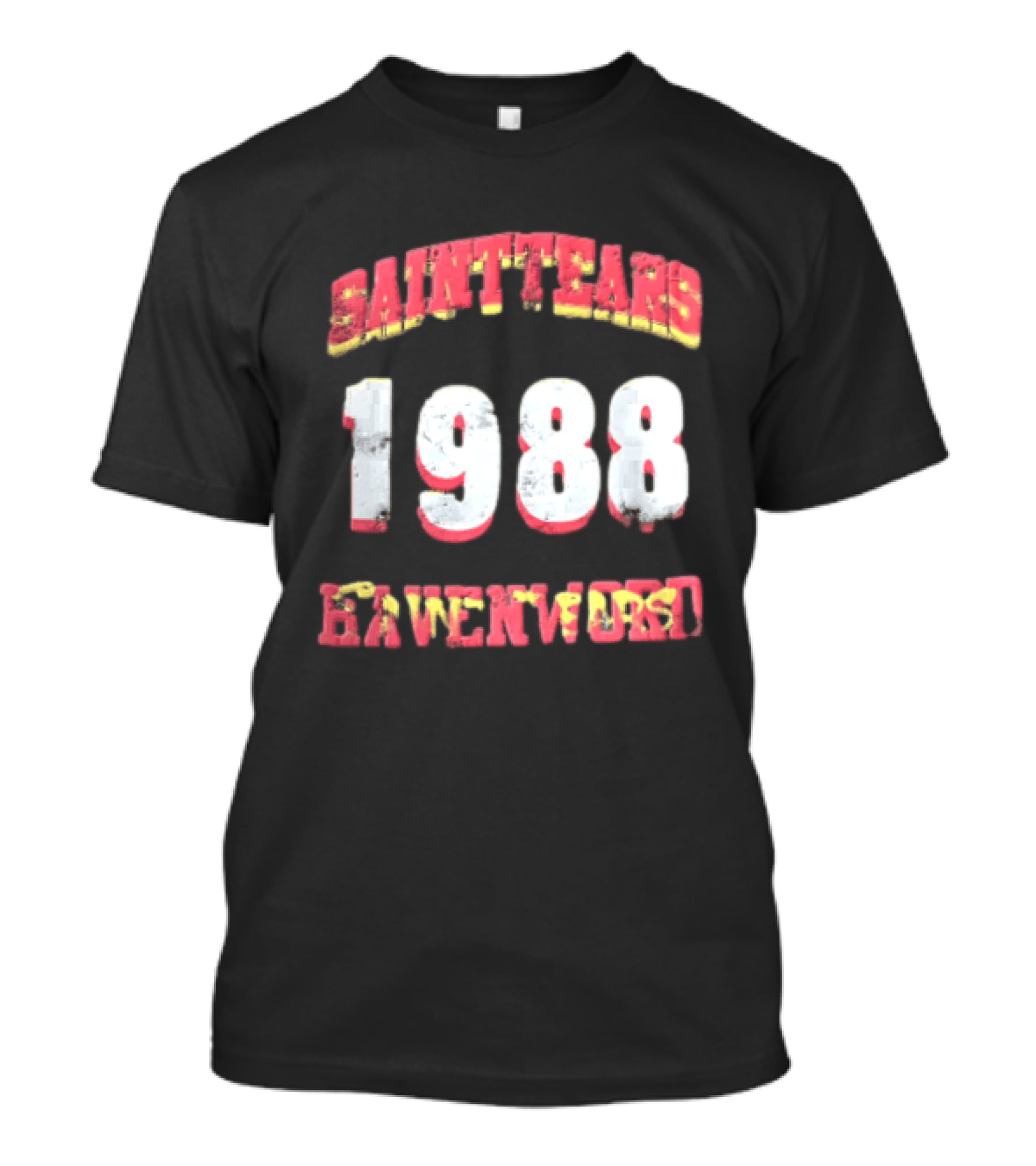 Saint Tears Havenford 1988 Distressed Athletic Block Font Numbers T-Shirt
