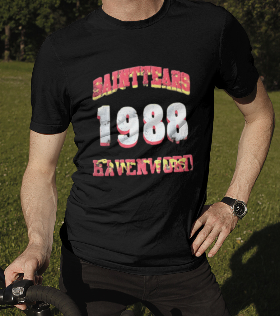 Saint Tears Havenford 1988 Distressed Athletic Block Font Numbers T-Shirt