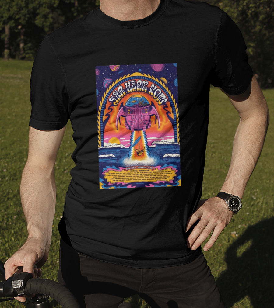 Sea Hear Now Asbury Park September 19 20 2026 The Strokes Mumford & Sons Psychedelic Spaceship Surf T-Shirt