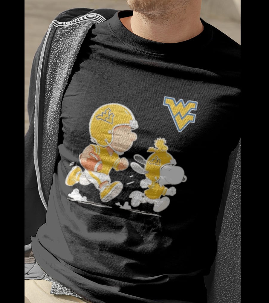 West Virginia Mountaineers Football Snoopy Woodstock Charlie Brown NCAA Running T-Shirt