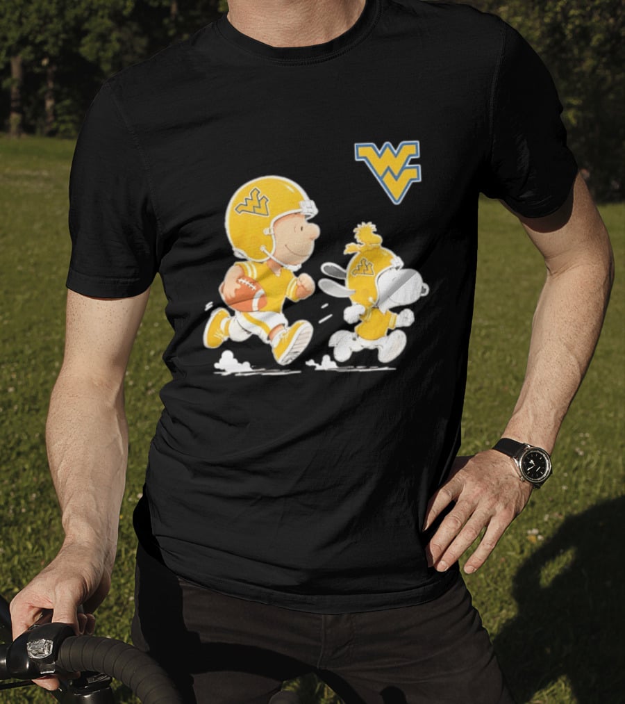 West Virginia Mountaineers Football Snoopy Woodstock Charlie Brown NCAA Running T-Shirt