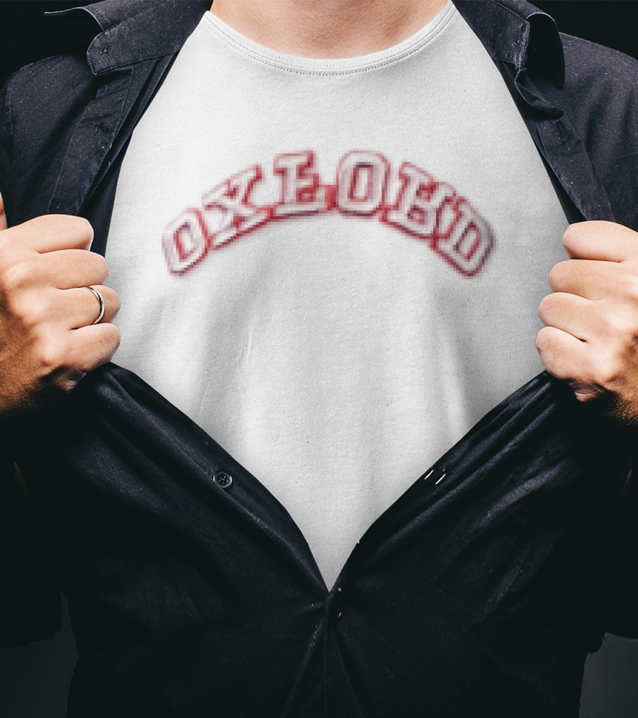 Oxford Arched College Block Font Red Embroidered Cap T-Shirt