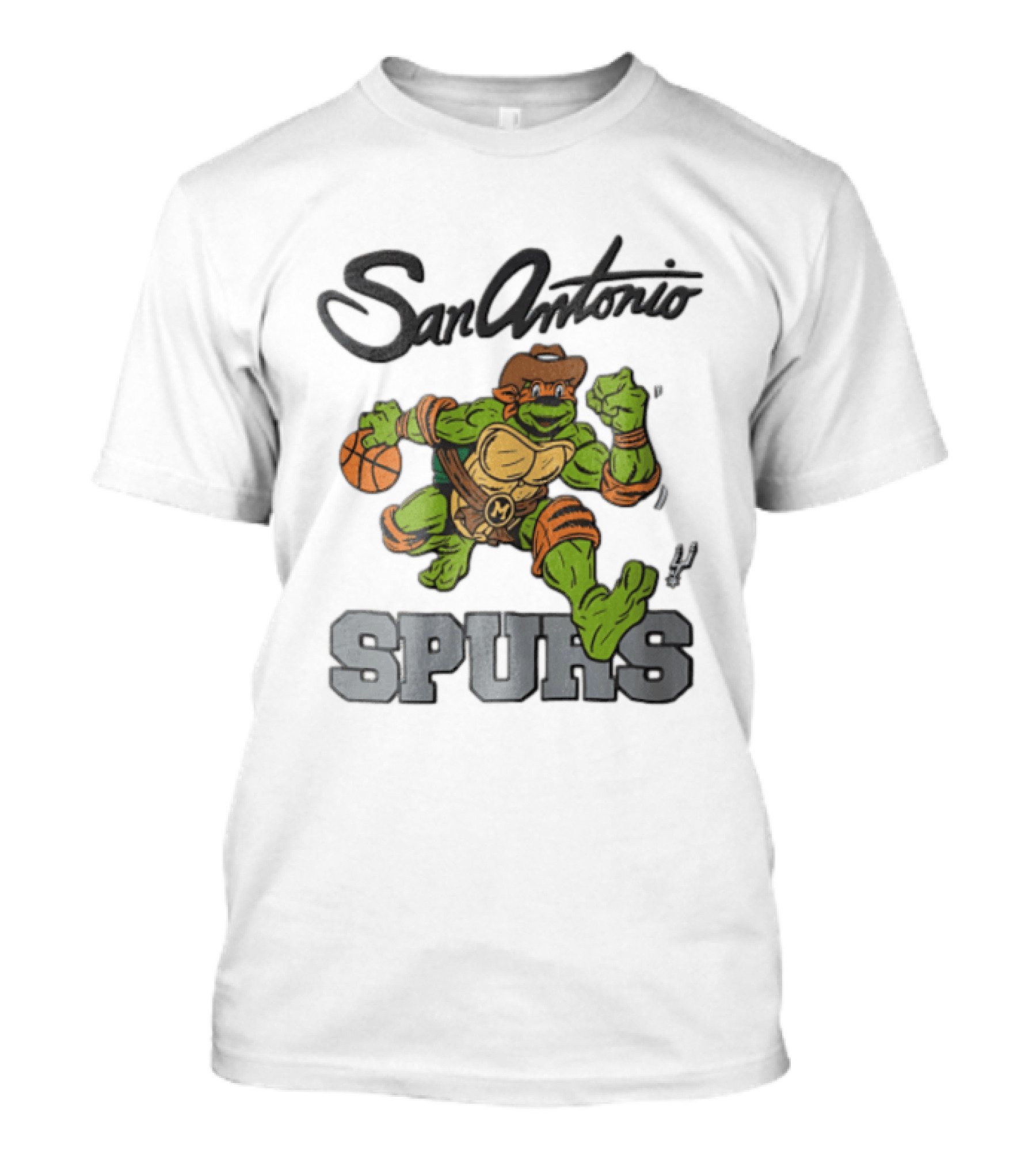 San Antonio Spurs Cartoon Turtle Cowboy Basketball T-Shirt