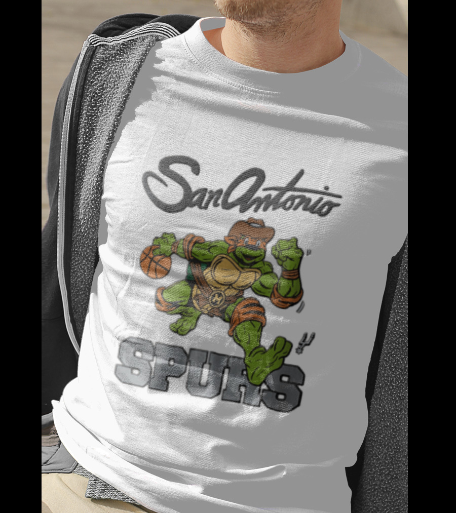 San Antonio Spurs Cartoon Turtle Cowboy Basketball T-Shirt