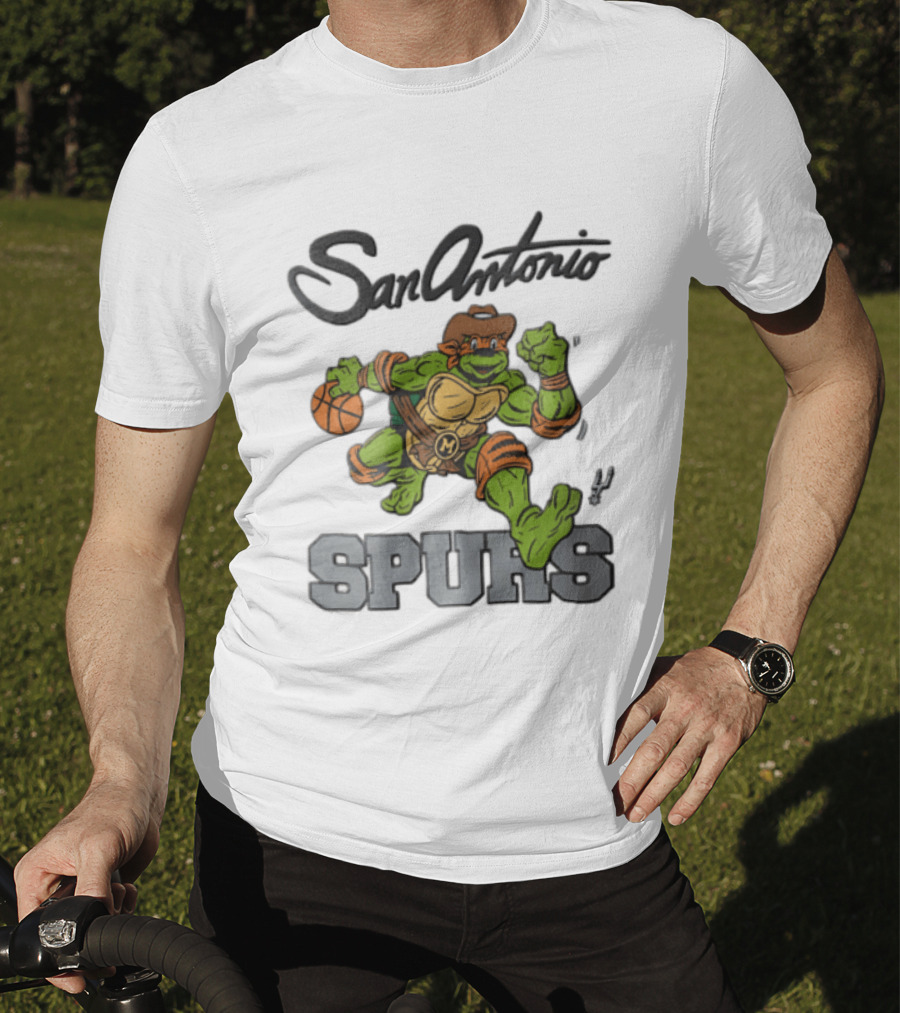 San Antonio Spurs Cartoon Turtle Cowboy Basketball T-Shirt