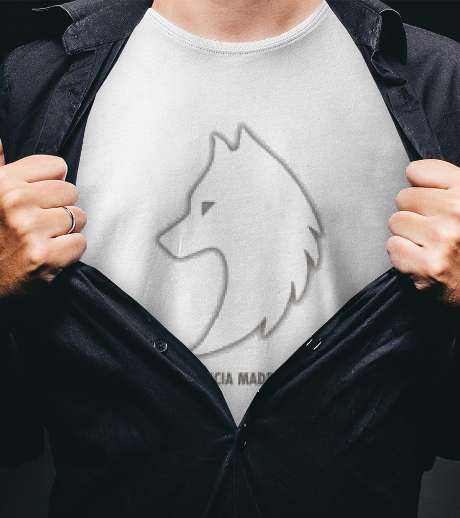 Shakira Store Cream Wolf Po Featuring Edgy Wolf Outline Minimalist T-Shirt