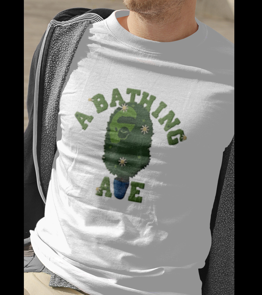 A Bathing Ape Topiary Bush Potted Blue Planter Yellow Flowers T-Shirt