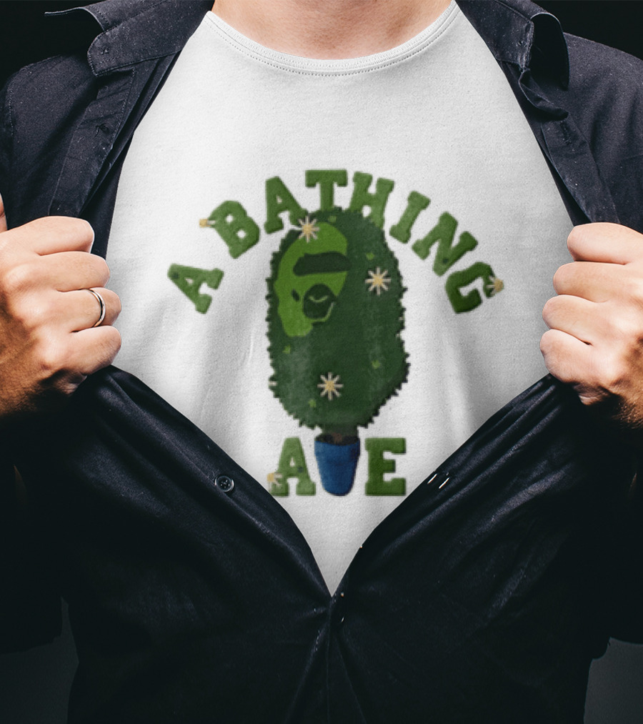A Bathing Ape Topiary Bush Potted Blue Planter Yellow Flowers T-Shirt