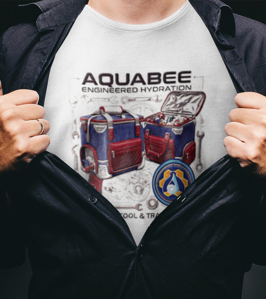 Aquabee Engineered Hydration Premium Tool And Travel Gear Cooler Blueprint T-Shirt