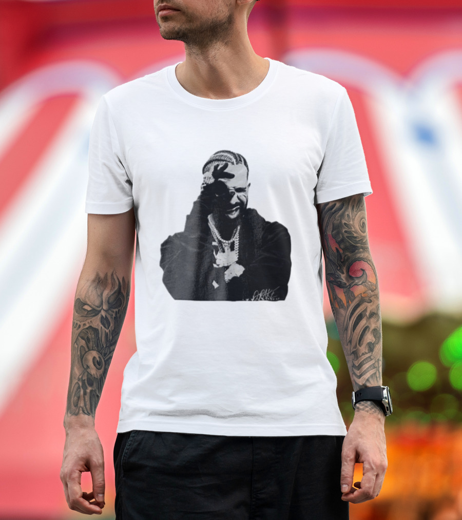 Drake Halftone Rapper Chains Gloves T-Shirt