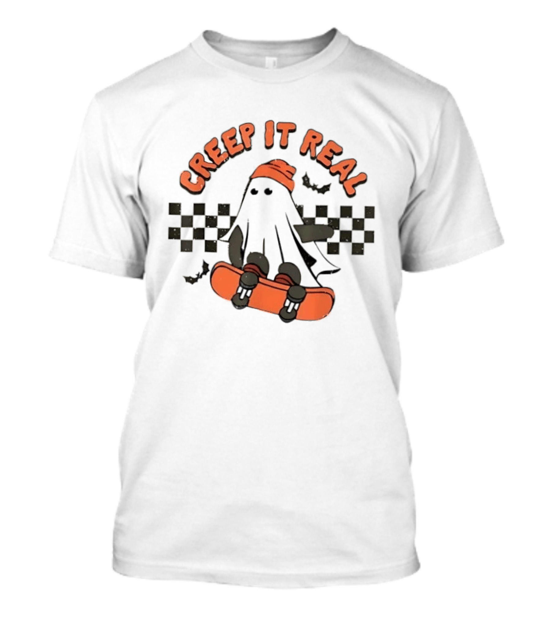 Creep It Real Ghost Skateboard Halloween T-Shirt