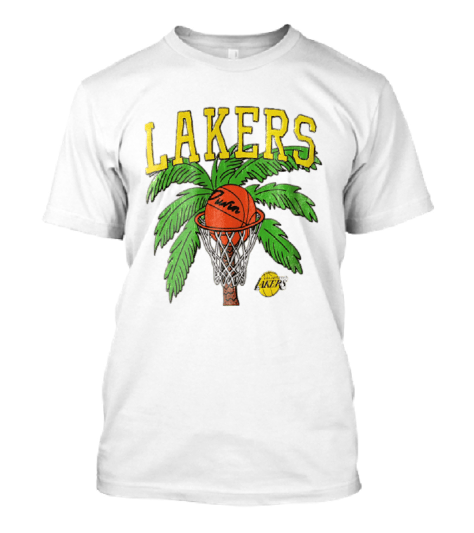 Lakers Palm Tree Basketball Hoop Distressed NBA T-Shirt