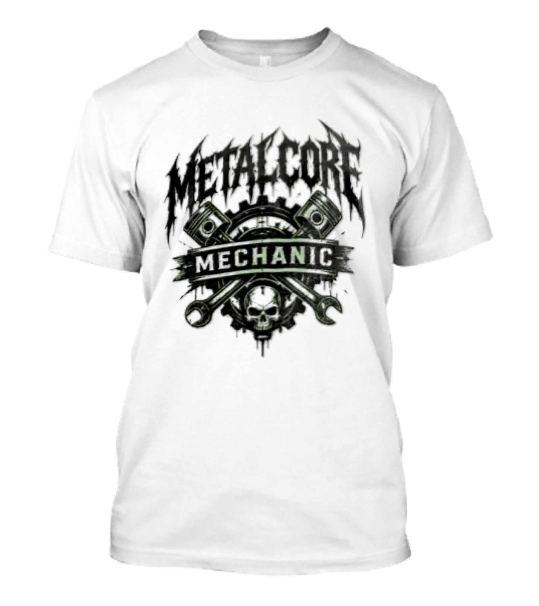 Metalcore Mechanic Skull Pistons Wrenches T-Shirt