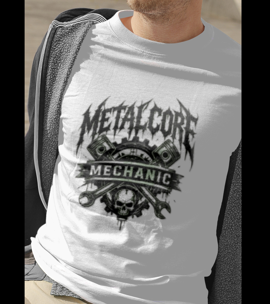 Metalcore Mechanic Skull Pistons Wrenches T-Shirt