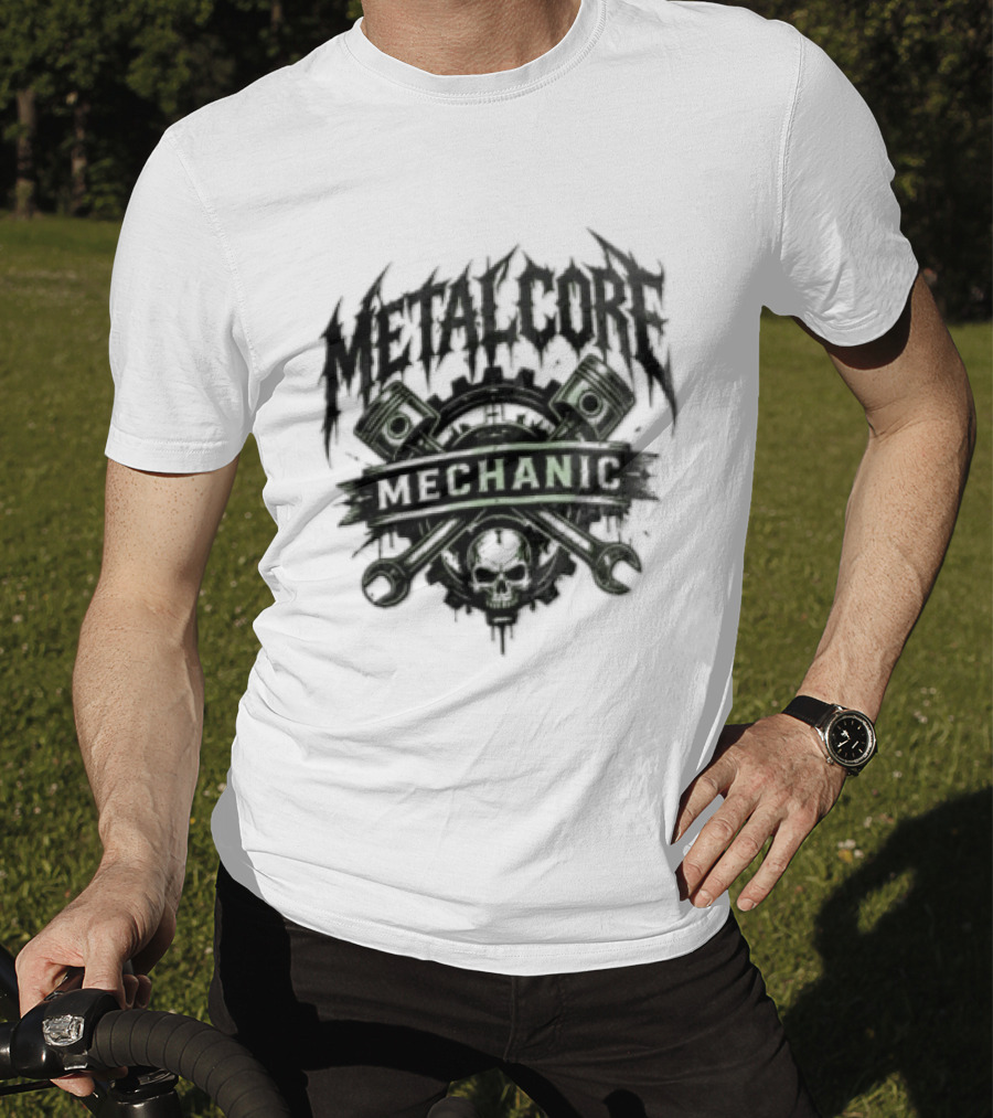 Metalcore Mechanic Skull Pistons Wrenches T-Shirt