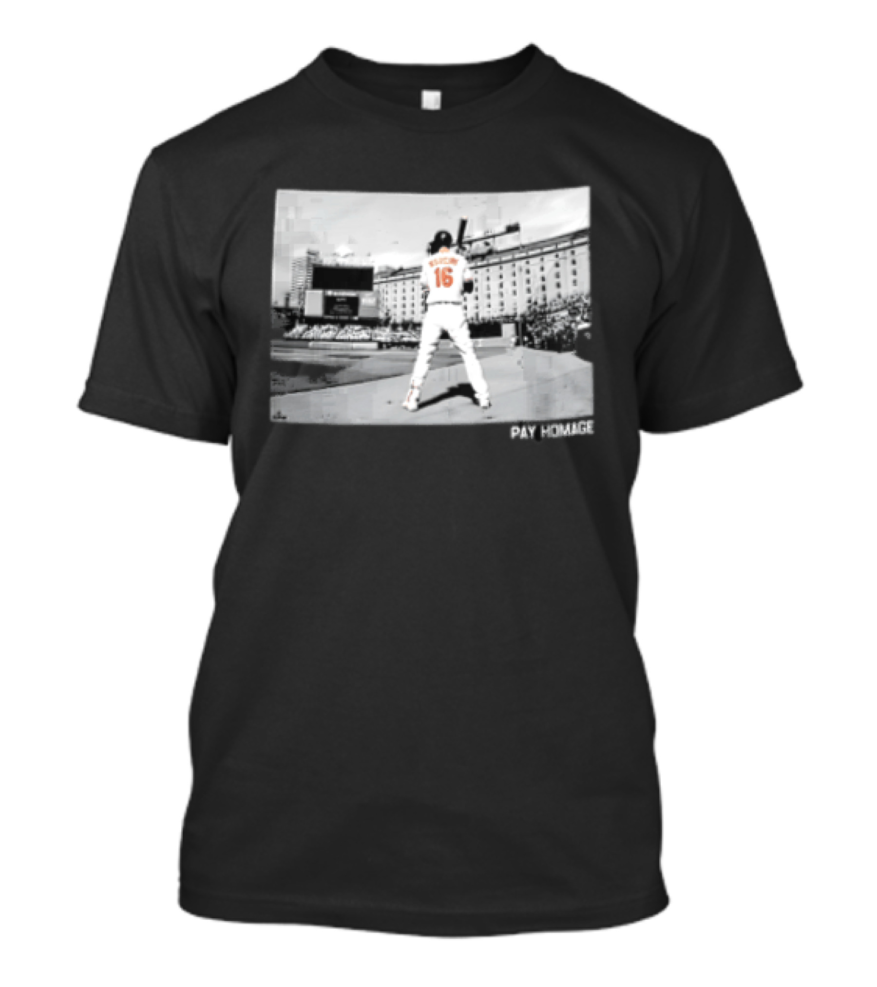 Baltimore Orioles Mancini Batter Home Plate Stadium Pay Homage T-Shirt