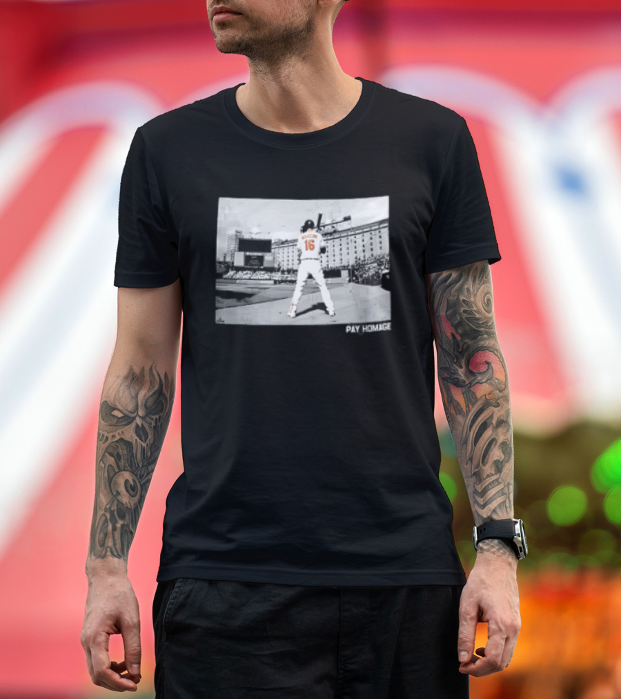 Baltimore Orioles Mancini Batter Home Plate Stadium Pay Homage T-Shirt