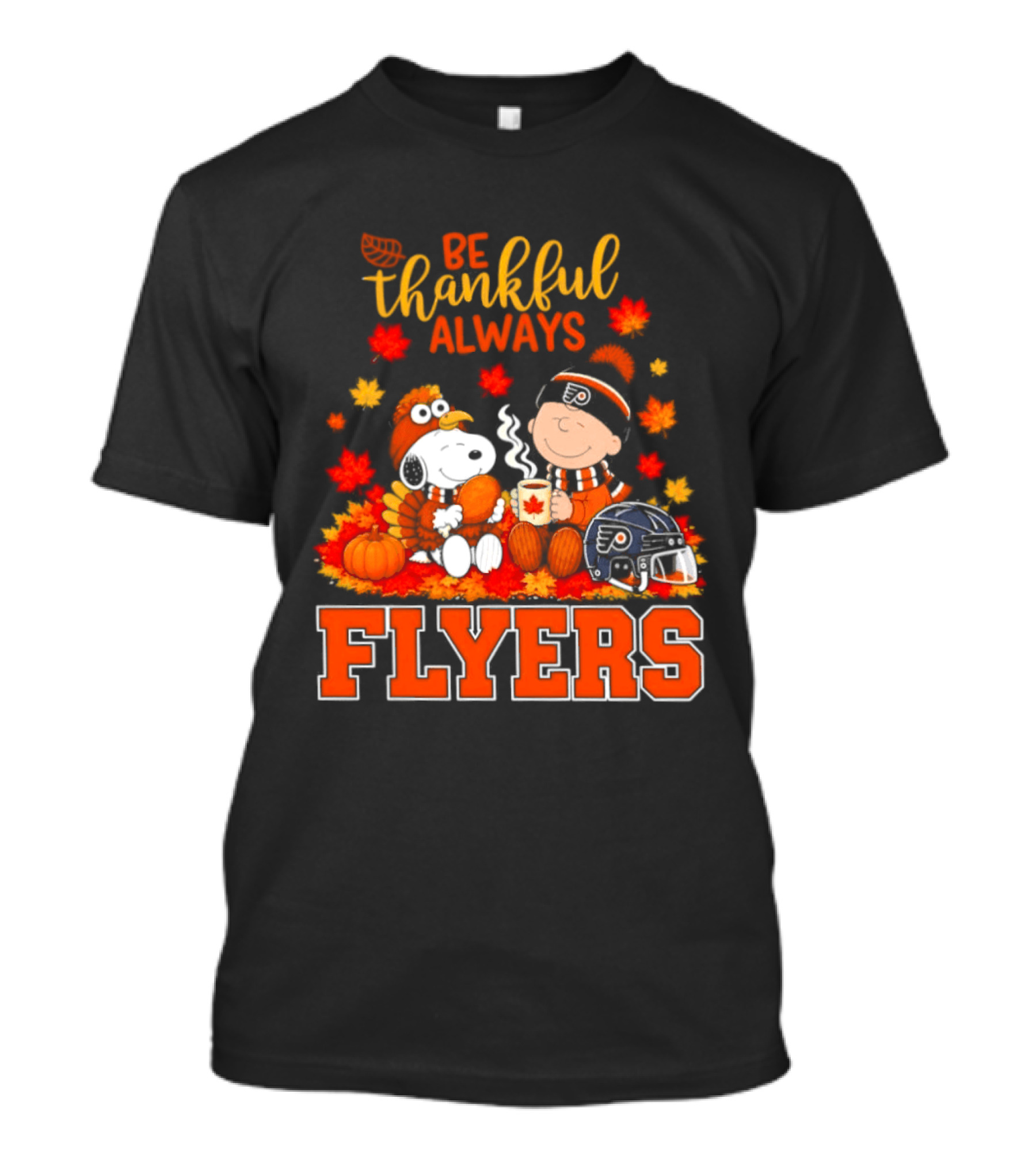 Be Thankful Always Snoopy Charlie Brown Philadelphia Flyers Autumn Leafs T-Shirt
