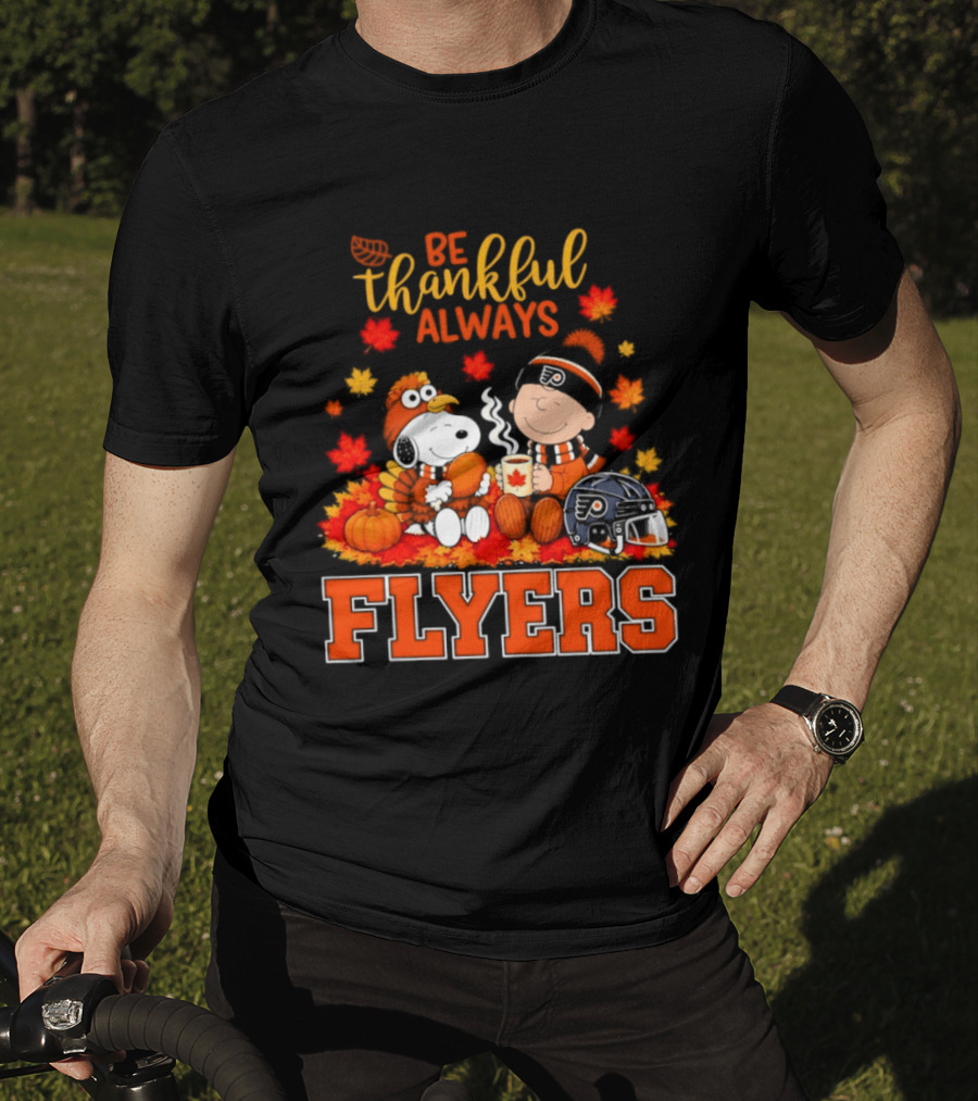 Be Thankful Always Snoopy Charlie Brown Philadelphia Flyers Autumn Leafs T-Shirt