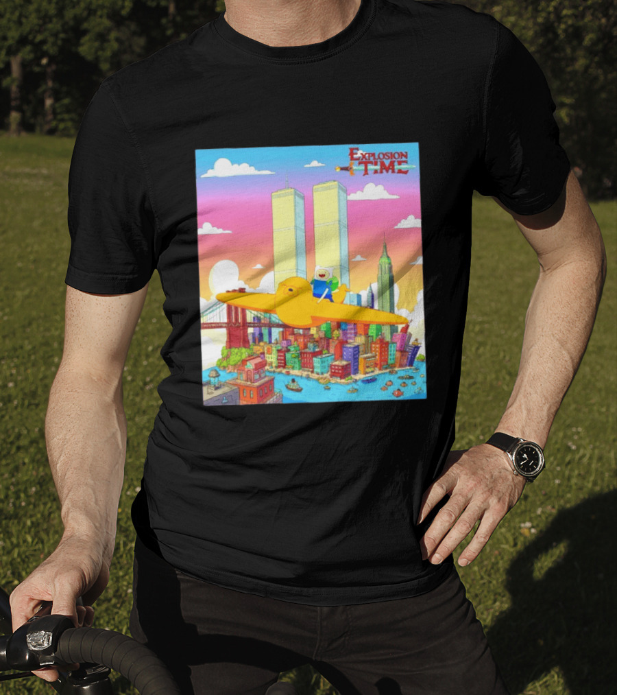 Explosion Time Adventure Finn And Jake NYC Skyline T-Shirt