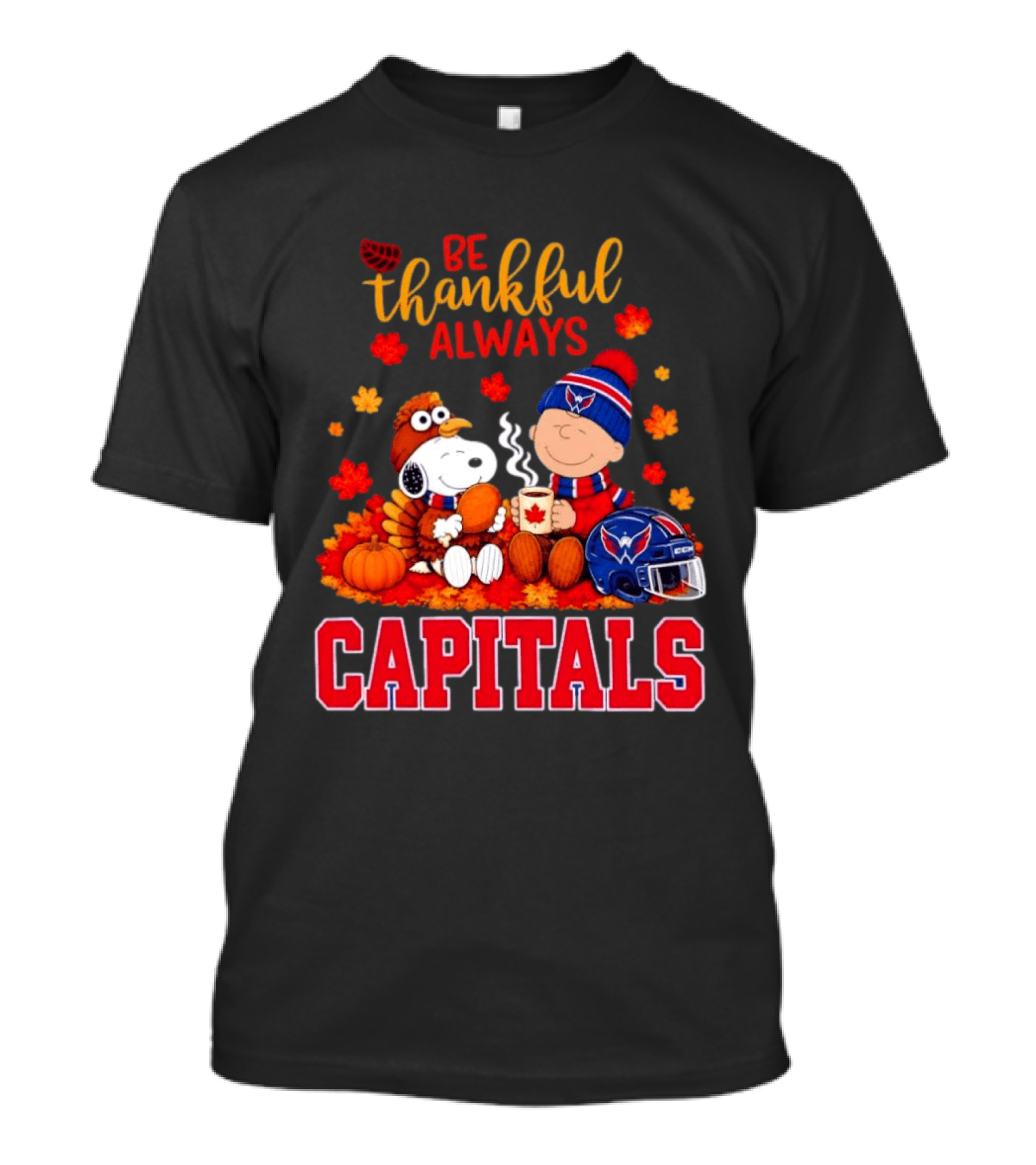 Be Thankful Always Snoopy And Charlie Brown Washington Capitals Cozy Autumn T-Shirt