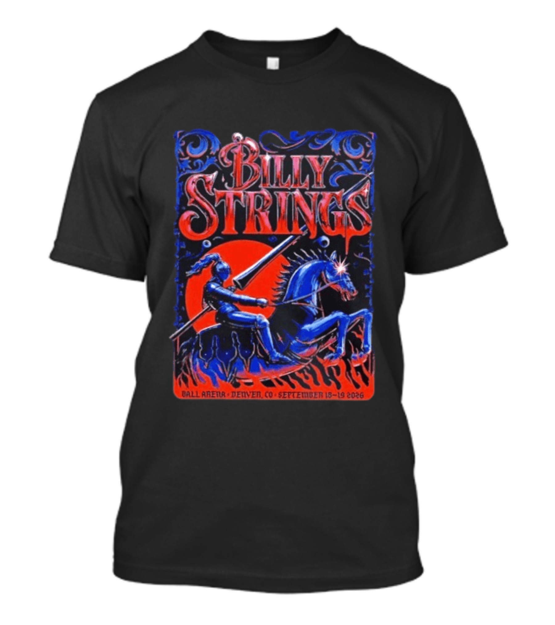 Billy Strings Ball Arena Denver September 18 19 2026 Knight On Horse Tour T-Shirt