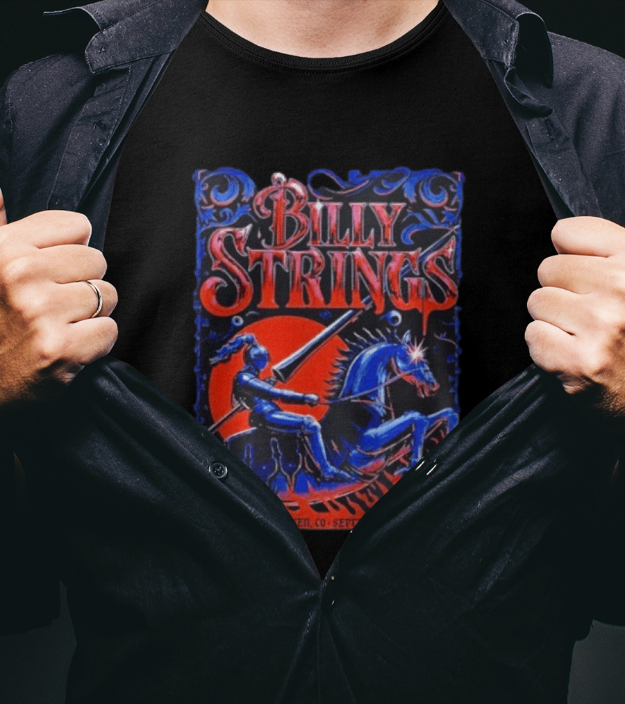 Billy Strings Ball Arena Denver September 18 19 2026 Knight On Horse Tour T-Shirt