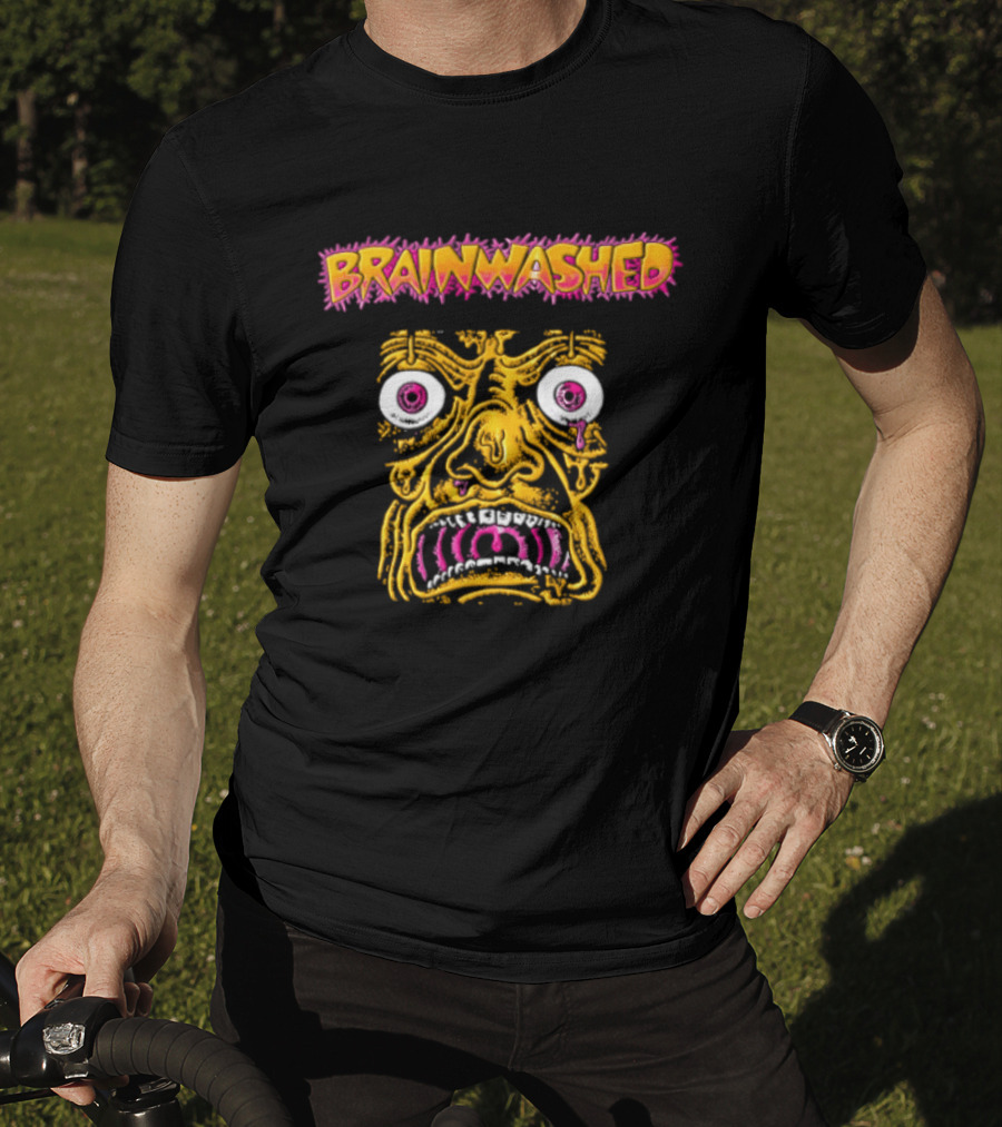 Brainwashed Distorted Melting Face Pink Eyes Vibrant Expression T-Shirt