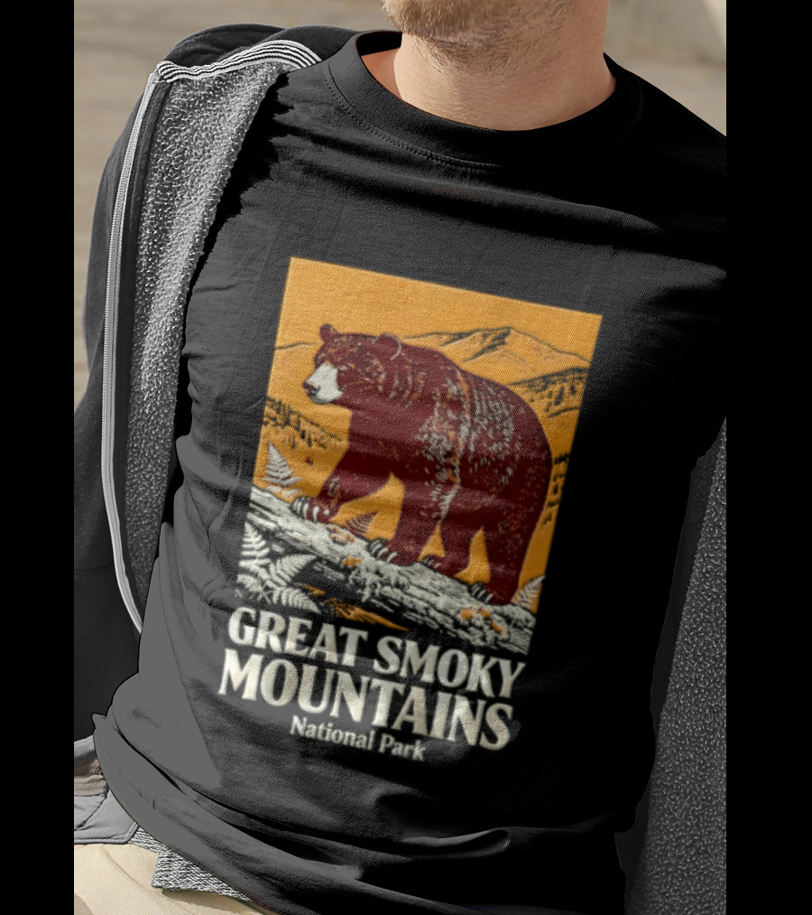 Great Smoky Mountains National Park Black Bear Walking On Log T-Shirt