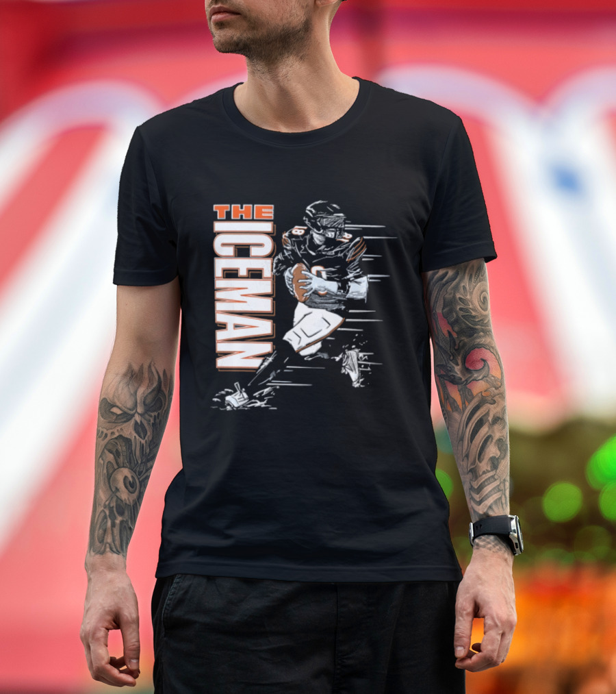 Chicago Bears The Iceman Football Player Running Holding Ball T-Shirt