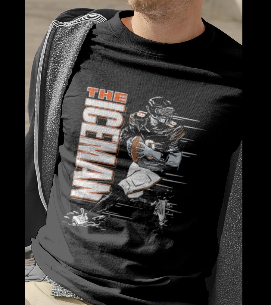 Chicago Bears The Iceman Football Player Running Holding Ball T-Shirt