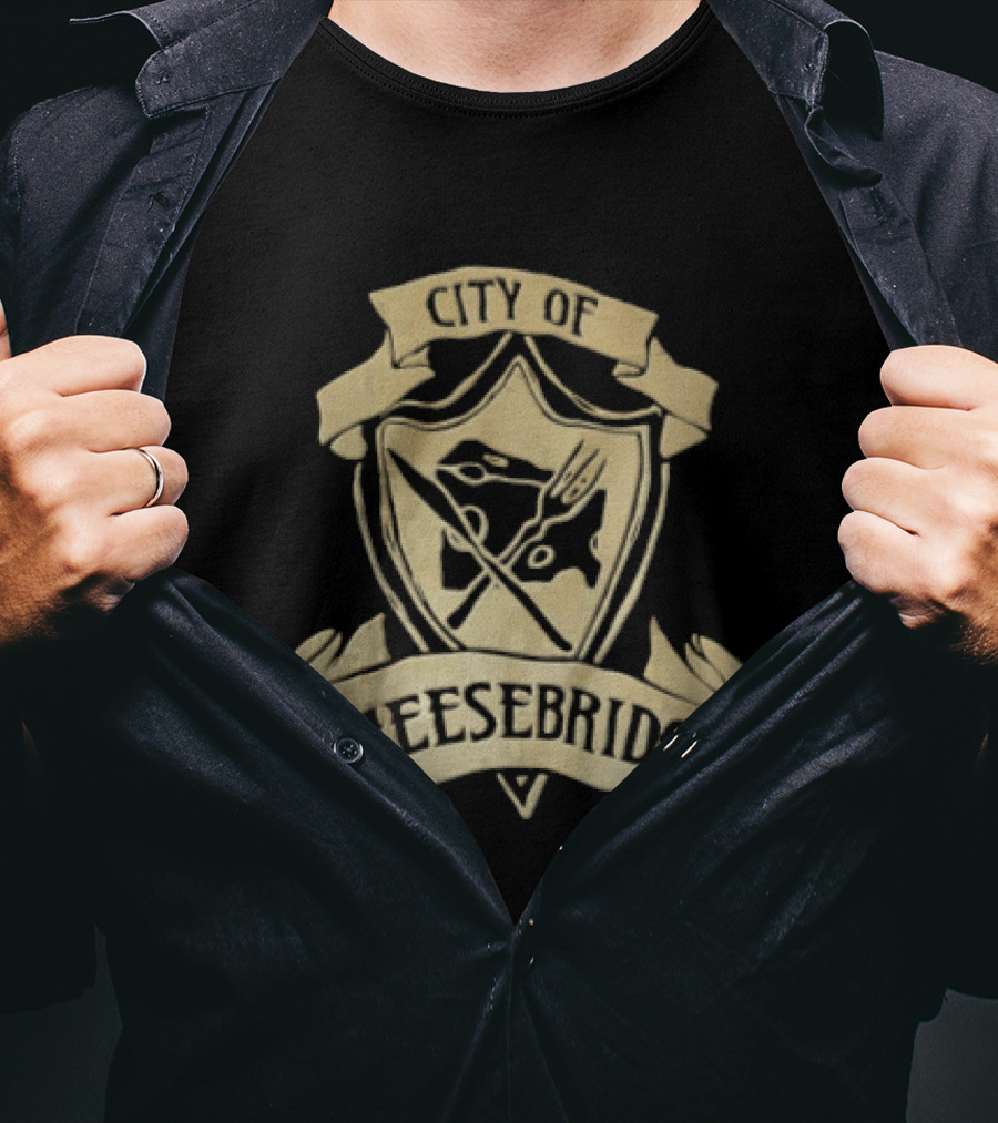 City Of Cheesebridge Shield Knife Fork Cheese T-Shirt
