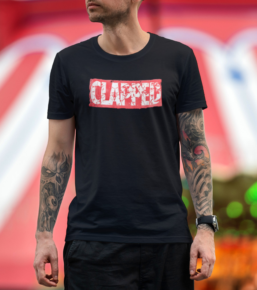Clapped Red Box Bold Typographic T-Shirt