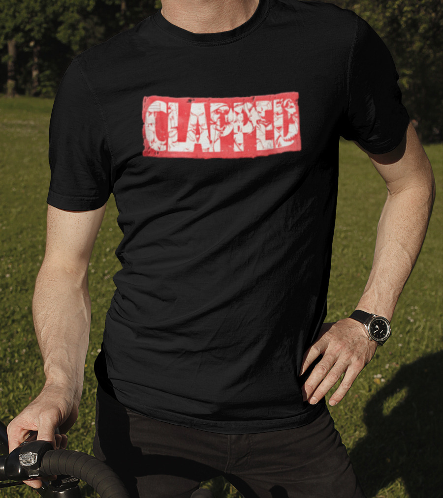 Clapped Red Box Bold Typographic T-Shirt