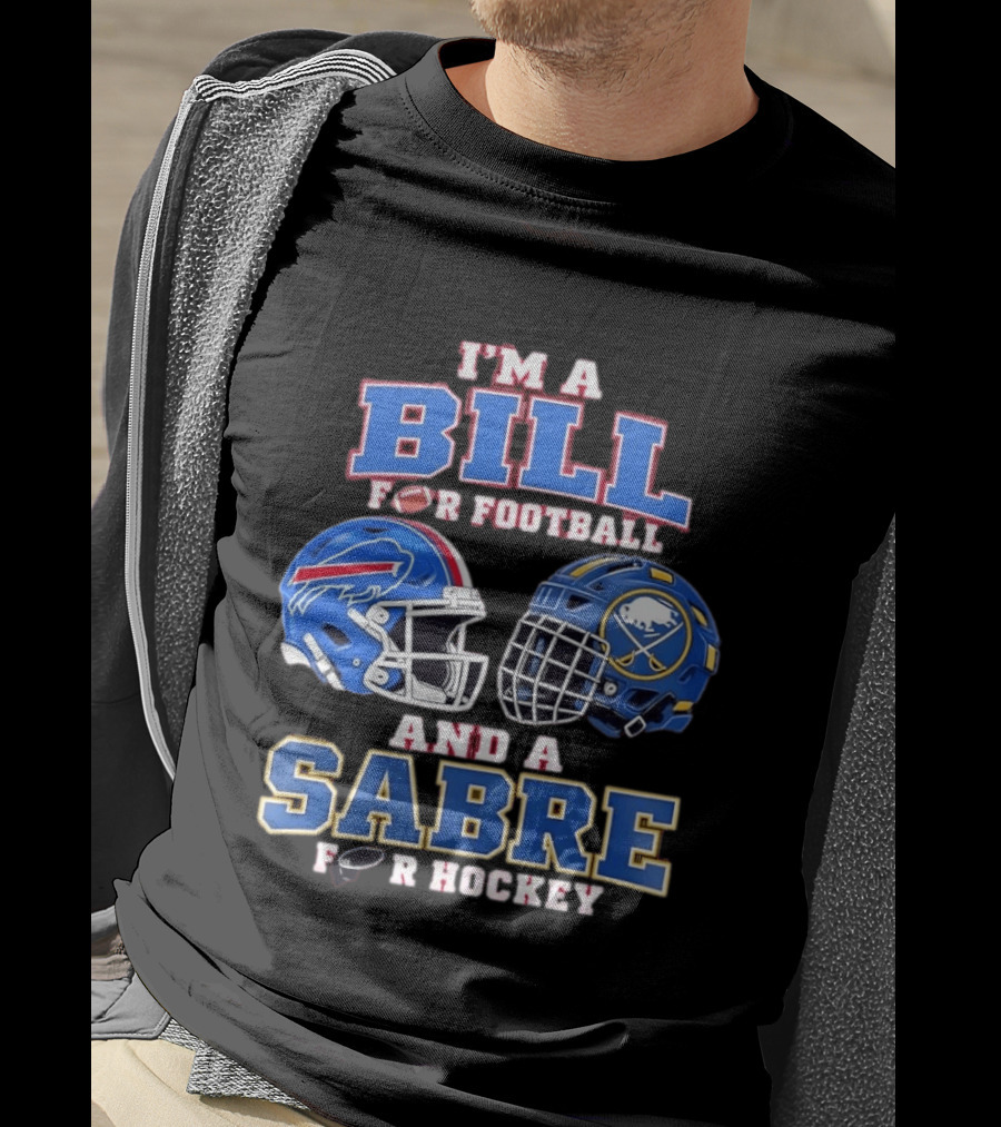 Buffalo Bill Football And Sabre Hockey Fan Helmets T-Shirt